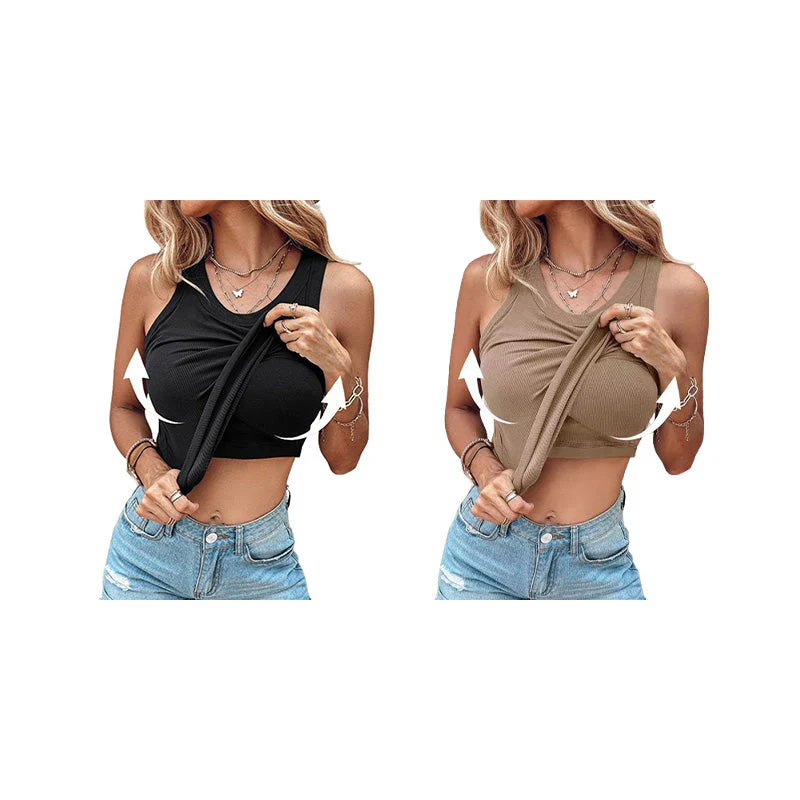 💖Last Day Special Price ￡10.99!!💖Ribbed Stretchy Tank Top with Shelf Bra - Image 15
