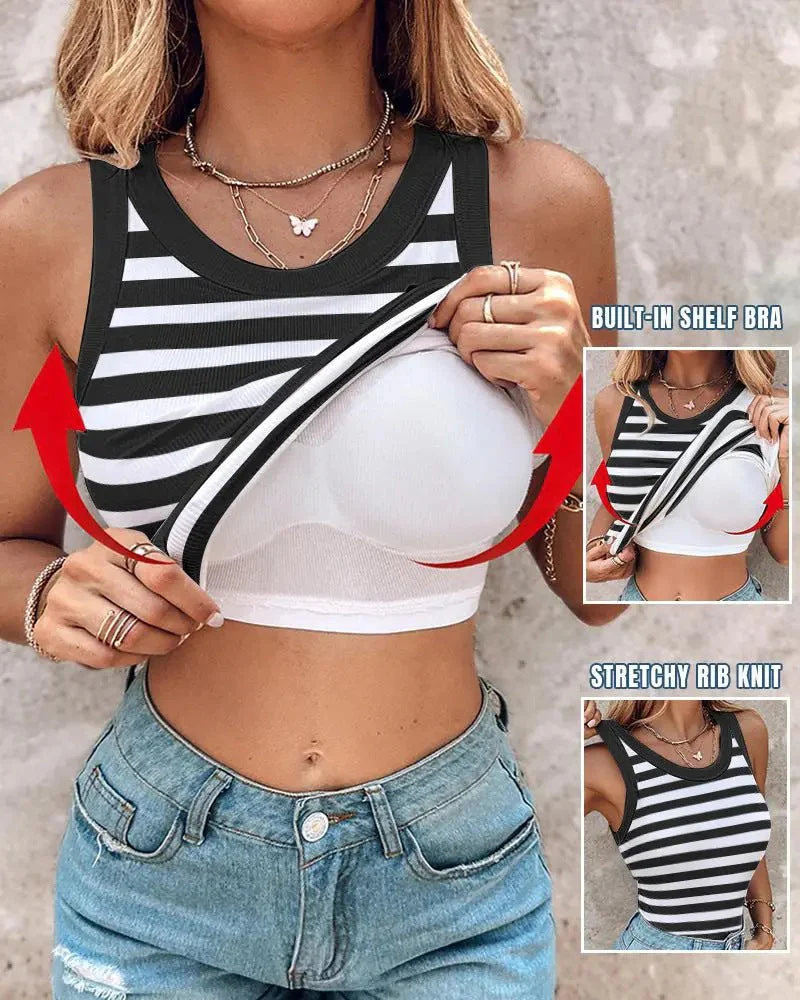 💖Last Day Special Price ￡10.99!!💖Ribbed Stretchy Tank Top with Shelf Bra - Image 6