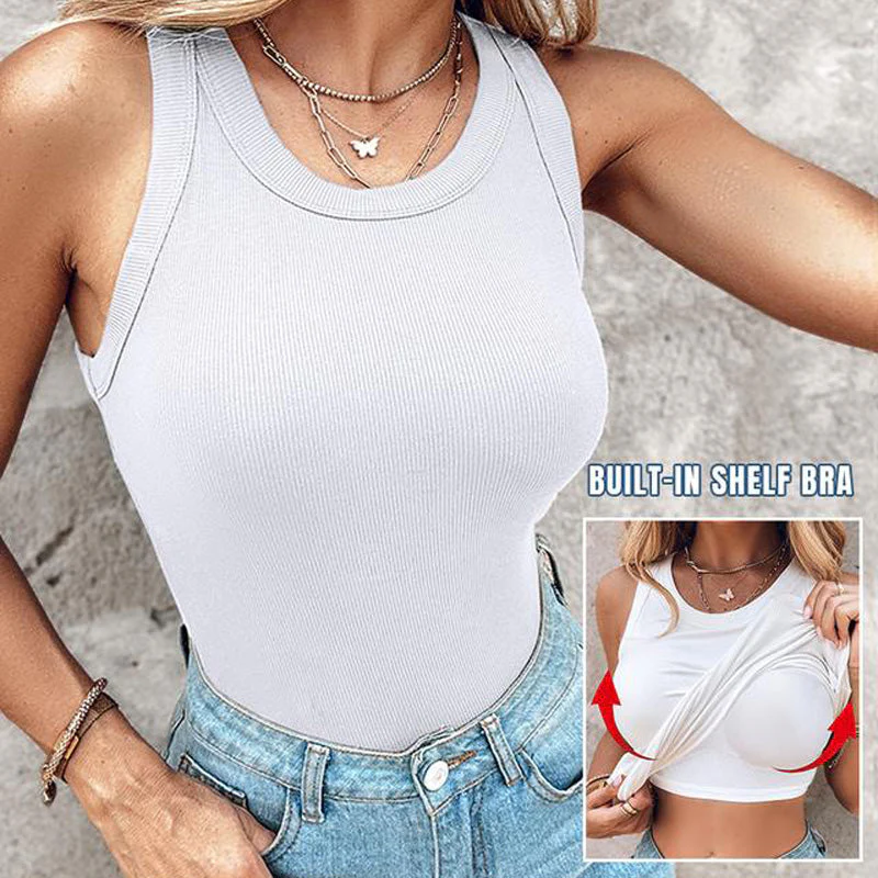 💖Last Day Special Price ￡10.99!!💖Ribbed Stretchy Tank Top with Shelf Bra - Image 8