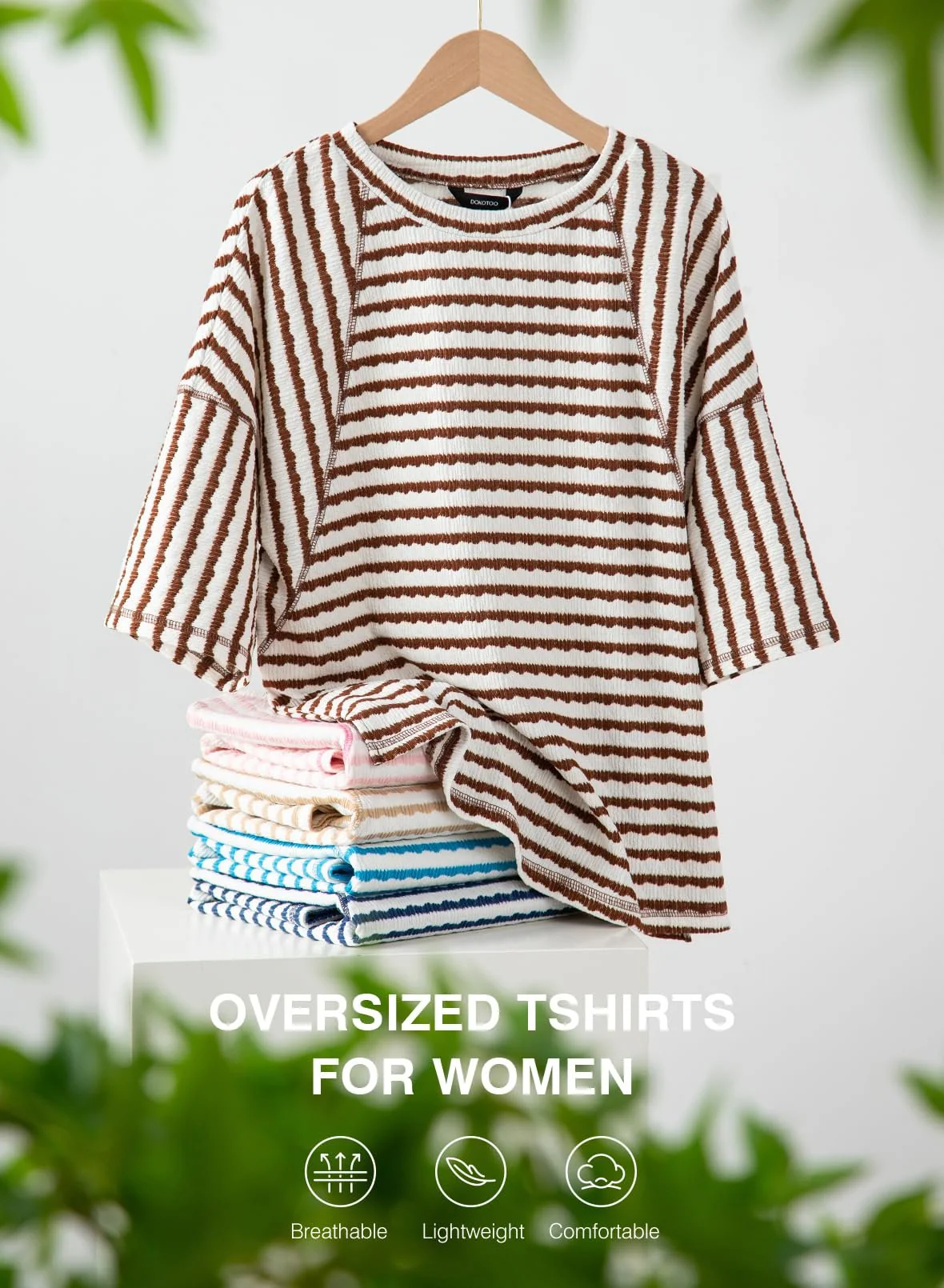 🔥LIMITED TIME SALE 50% OFF⚡50K+ SOLD💕🔥Women's Oversized Striped Color Block Summer T-Shirt - Image 7
