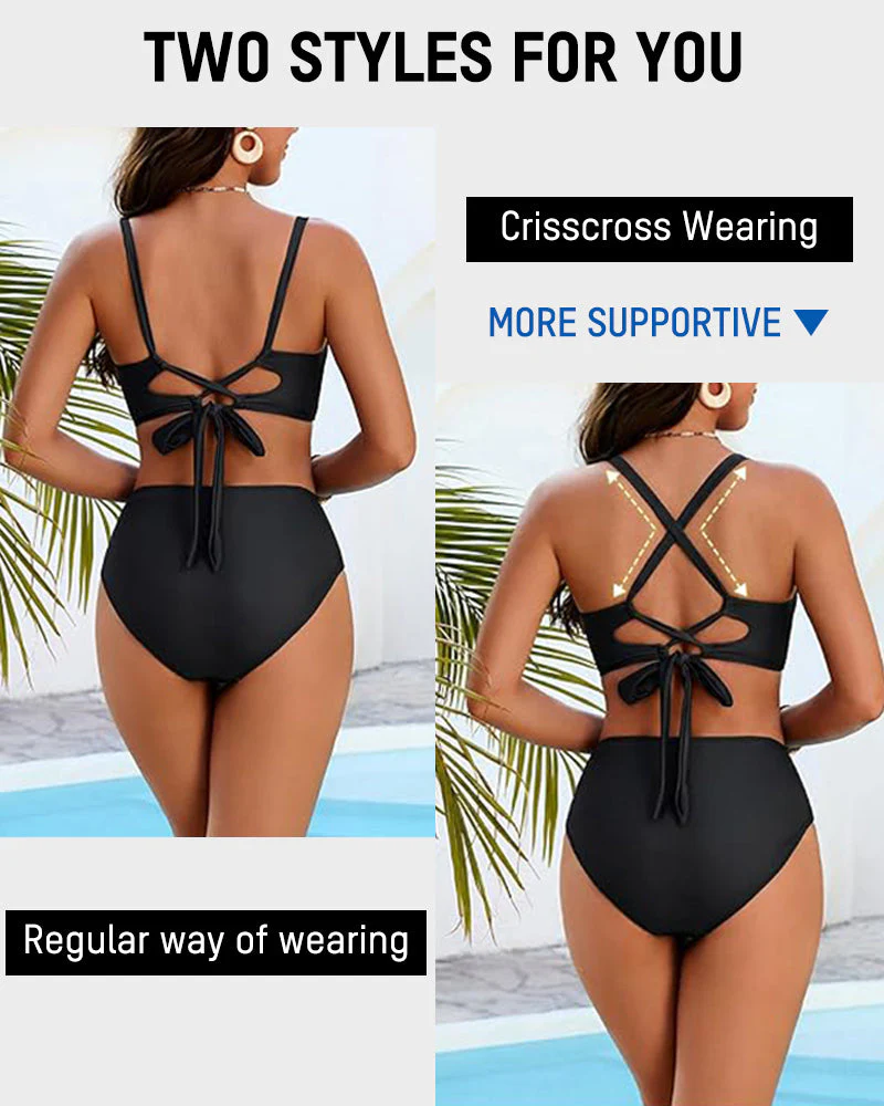🎁Limited time 60% OFF⏳👙3-Piece Floral Modest High-Waist Swim Skirt Set - Image 10