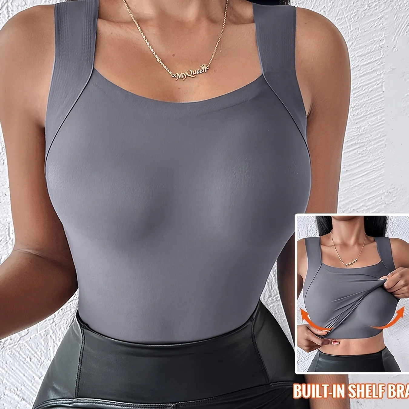 🏆Last Day Special Price £8.99💐Women's U Neck Thermal Tank Tops with Built-In Bra - Image 13