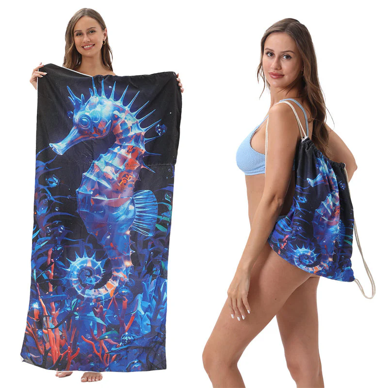 🥳LIMITED TIME 50% OFF!🏖️2-in-1 Convertible Beach Towel & Drawstring Backpack - Image 15