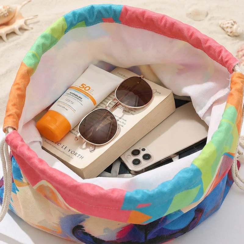 🥳LIMITED TIME 50% OFF!🏖️2-in-1 Convertible Beach Towel & Drawstring Backpack - Image 6