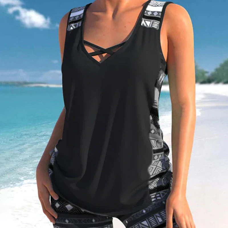 ⏰LAST DAY 60% OFF - Miraclesuit Women's Tummy Control Tankini Set with Built-In Bra – Flattering Boho Swimwear with Shorts🔥 - Image 14
