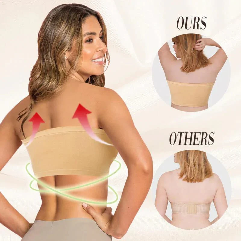 🏆 Last Day Special Price £9.99 ! 💐Supportive Bandeau Bra – Wire-free solid support, seamless strapless design, soft stretch fabric, anti-slip silicone band, comfy for daily wear & summer outfits✨ - Image 4