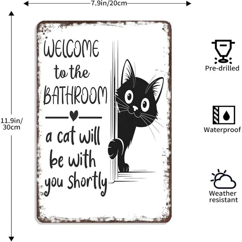 Vintage Black & White Cat Wall Art - Image 2