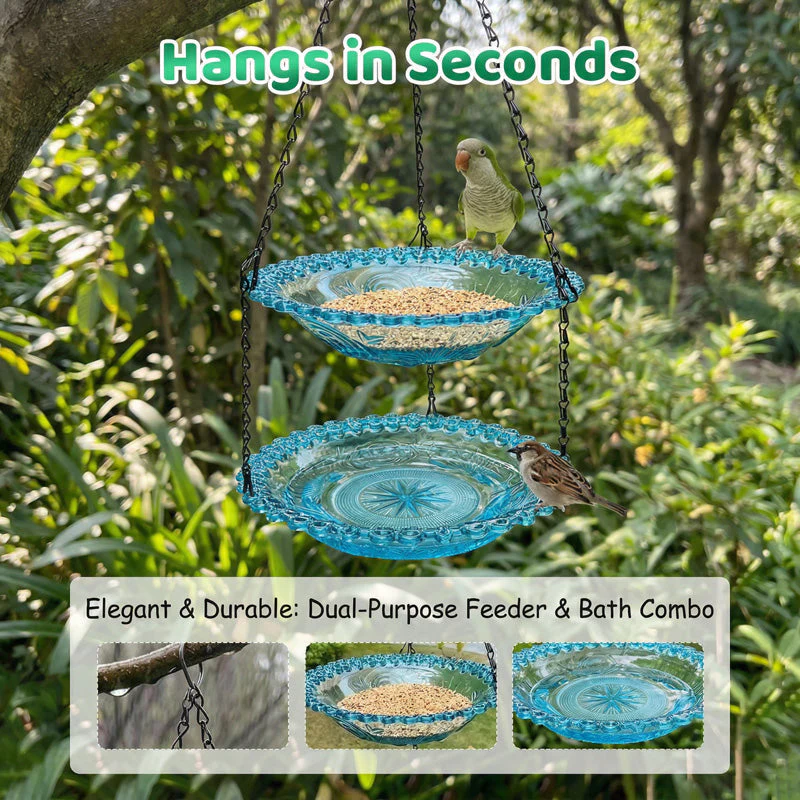 🥳2026 HOT SALE🥳💞50K+ SOLD!🐦🌧️ 50% OFF! Vintage-Style Bird Feeder with Bath – Hangs anywhere, easy to fill. Attracts robins & blue tits. Perfect for nature lovers. 🏡✨ - Image 6