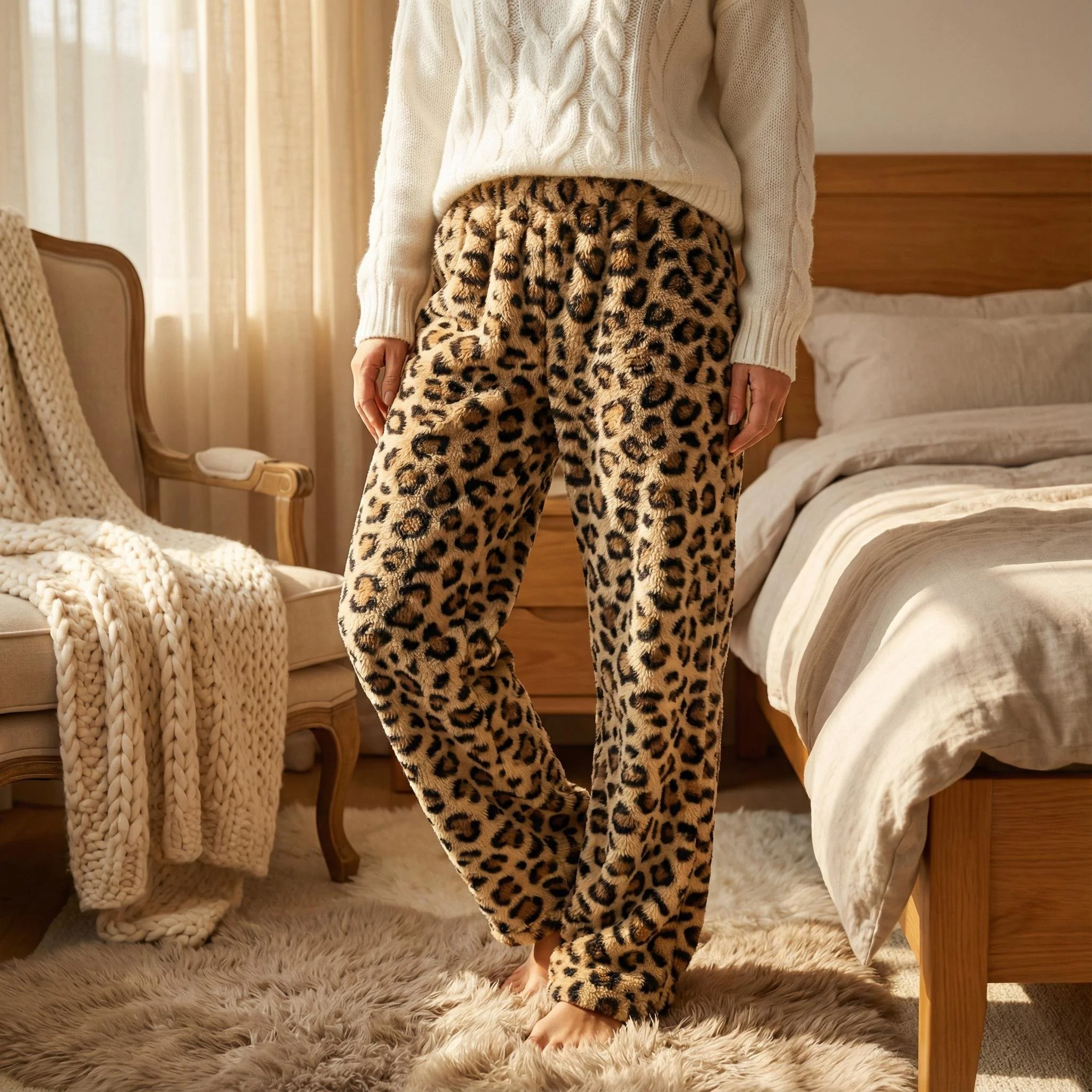 🎅LAST DAY SALE 50% OFF🔥Winter Vintage Plaid Elastic Straight Loose Thick Warm Casual Pants - Image 12