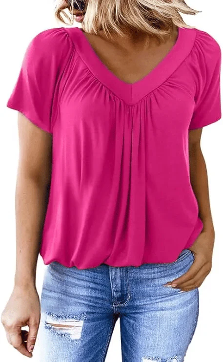 ✨Women's Casual Short Sleeve V Neck Basic T-shirts - Image 3