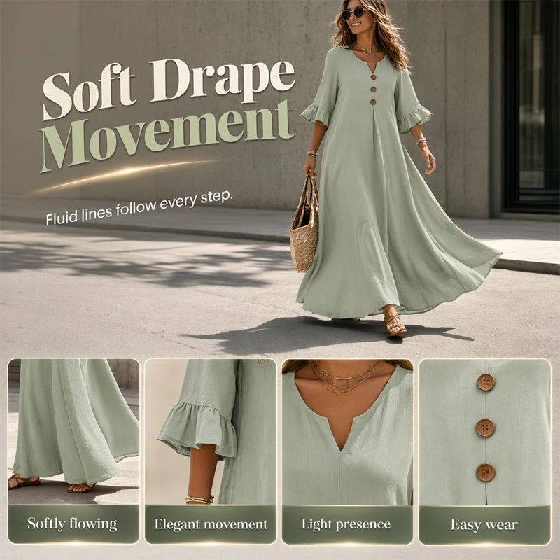 👗 LIMITED-TIME 50% OFF! ✨ Women's V-Neck Loose Maxi Dress – Flowing Silhouette, Soft Drape, Day to Dinner 🌙 - Image 2