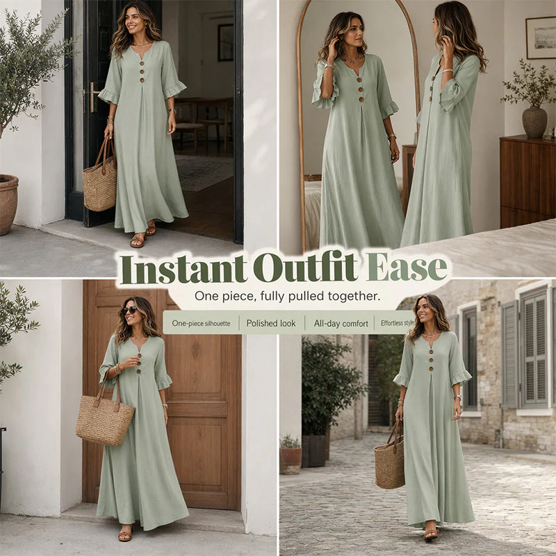 👗 LIMITED-TIME 50% OFF! ✨ Women's V-Neck Loose Maxi Dress – Flowing Silhouette, Soft Drape, Day to Dinner 🌙 - Image 4