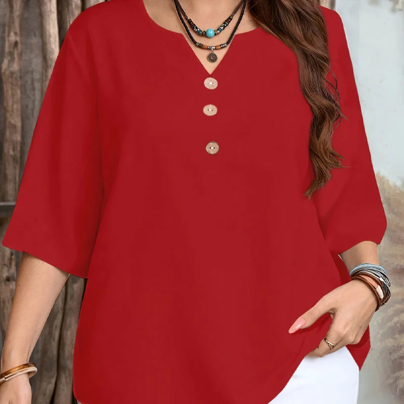 🌸Spring Sale 60% OFF👕Women's Casual Button-Front V-Neck Top - Image 5