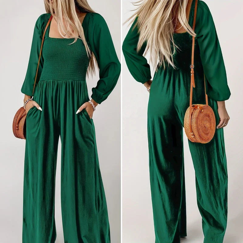 🏆LAST DAY £19.90 💎Women's Casual Long Sleeve Wide Leg Pants Jumpsuit - Image 11