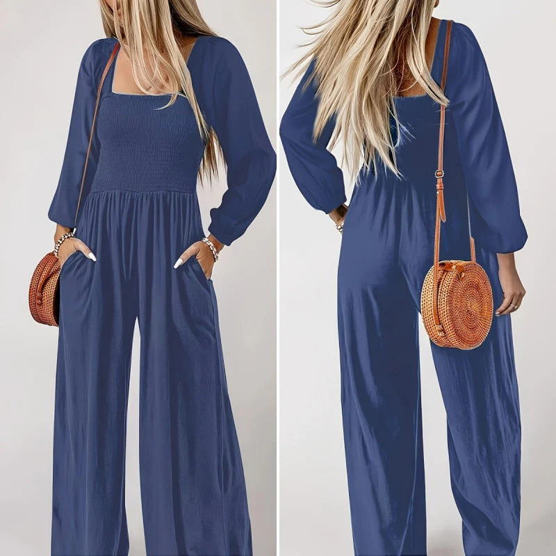 🏆LAST DAY £19.90 💎Women's Casual Long Sleeve Wide Leg Pants Jumpsuit - Image 14