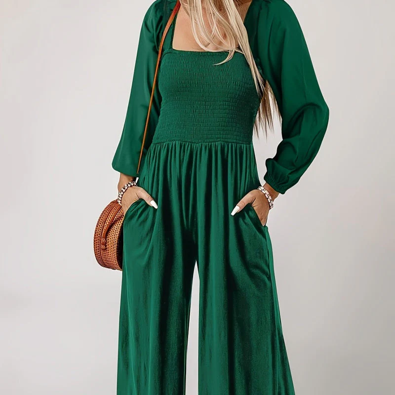 🏆LAST DAY £19.90 💎Women's Casual Long Sleeve Wide Leg Pants Jumpsuit - Image 2