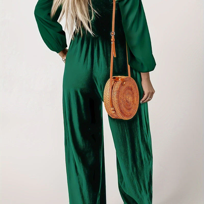 🏆LAST DAY £19.90 💎Women's Casual Long Sleeve Wide Leg Pants Jumpsuit - Image 3