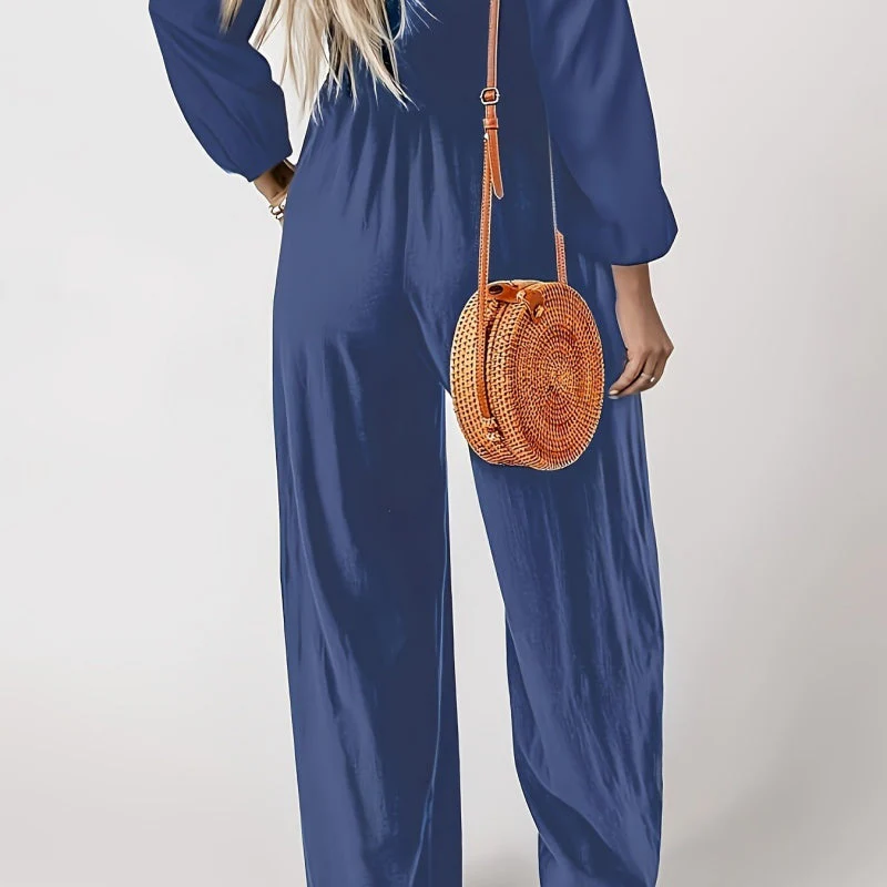 🏆LAST DAY £19.90 💎Women's Casual Long Sleeve Wide Leg Pants Jumpsuit - Image 7