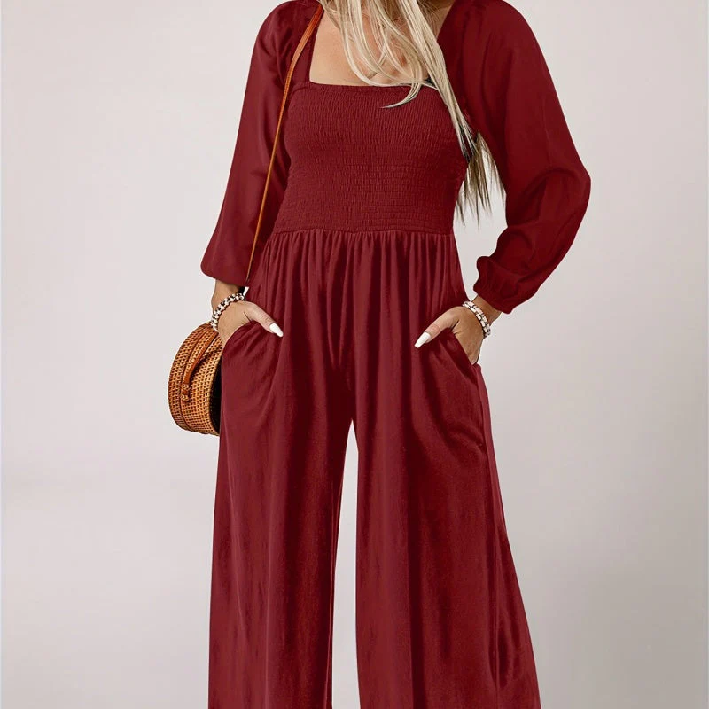 🏆LAST DAY £19.90 💎Women's Casual Long Sleeve Wide Leg Pants Jumpsuit - Image 8