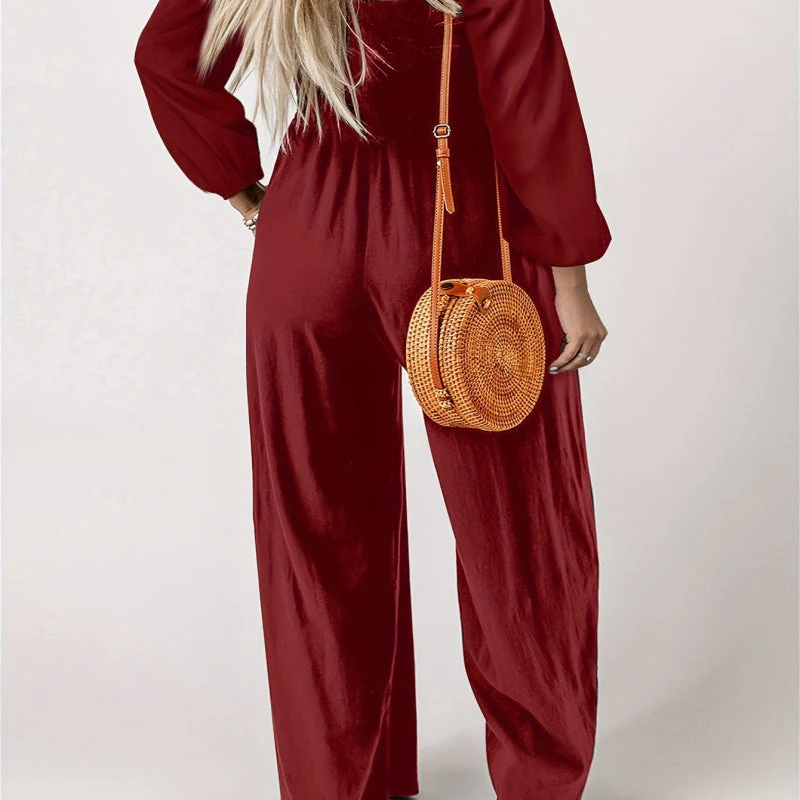 🏆LAST DAY £19.90 💎Women's Casual Long Sleeve Wide Leg Pants Jumpsuit - Image 9