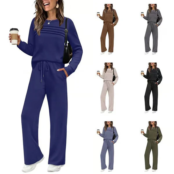đĽLAST DAY 60% OFFâ¨Women's Crew Neck Top & Drawstring Pants Set - Image 2