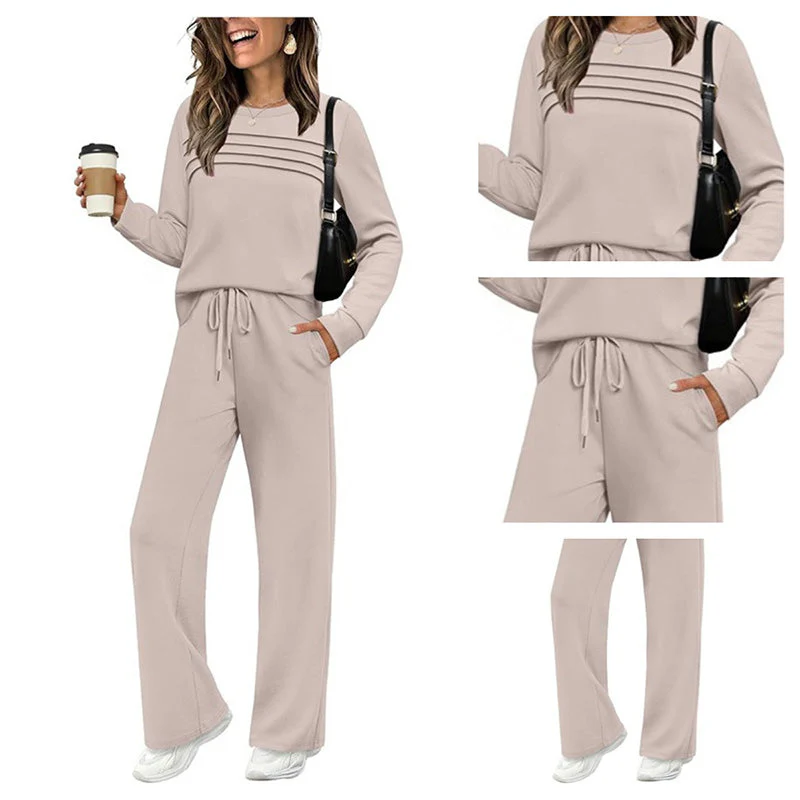 đĽLAST DAY 60% OFFâ¨Women's Crew Neck Top & Drawstring Pants Set - Image 3