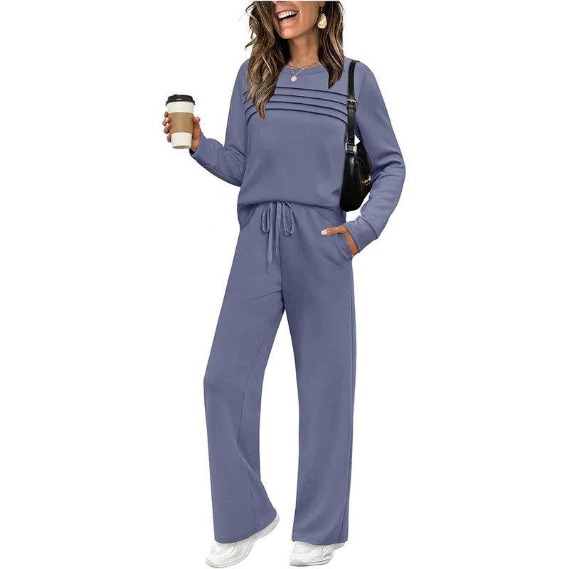 đĽLAST DAY 60% OFFâ¨Women's Crew Neck Top & Drawstring Pants Set - Image 4