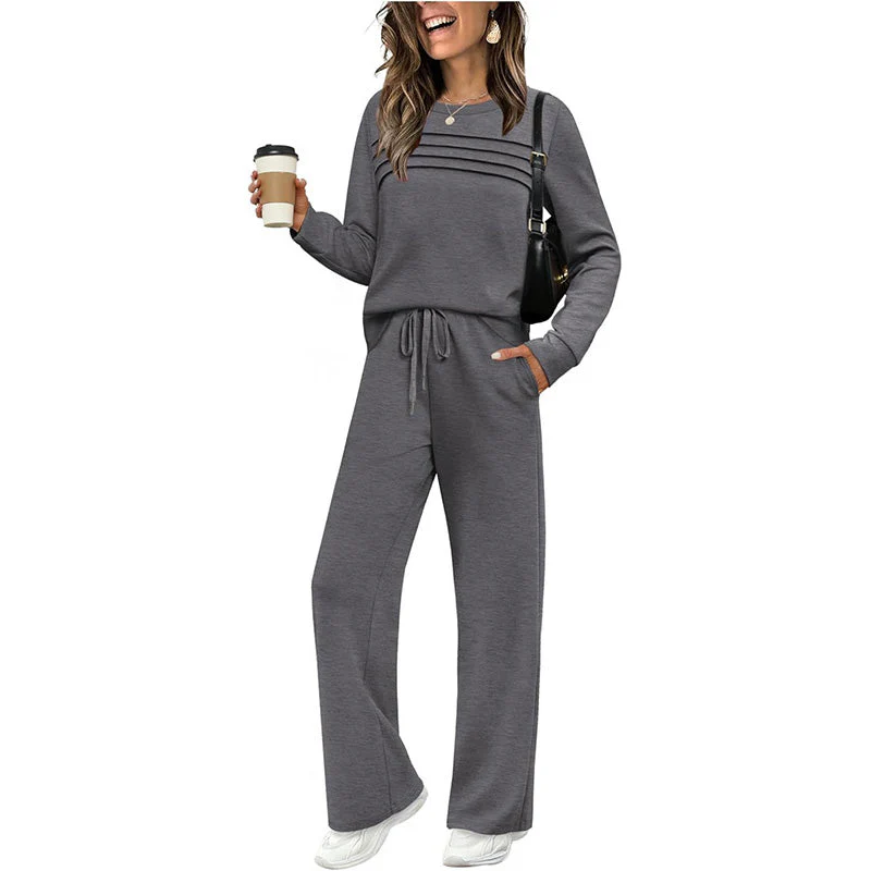 đĽLAST DAY 60% OFFâ¨Women's Crew Neck Top & Drawstring Pants Set - Image 5