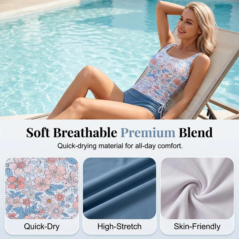 ๐๐ธ Women's High-Waist Floral Tankini Swimsuit โ Tummy Control, Modest Coverage, Adjustable Straps, Removable Pads. Perfect For Beach, Pool & Honeymoon! ๐๐โ๏ธ - Image 4