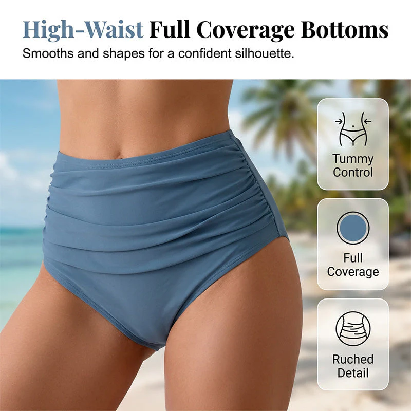 ๐๐ธ Women's High-Waist Floral Tankini Swimsuit โ Tummy Control, Modest Coverage, Adjustable Straps, Removable Pads. Perfect For Beach, Pool & Honeymoon! ๐๐โ๏ธ - Image 5