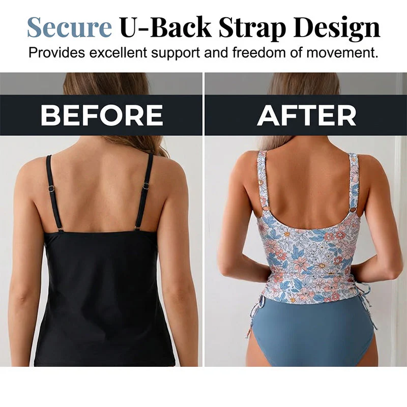 ๐๐ธ Women's High-Waist Floral Tankini Swimsuit โ Tummy Control, Modest Coverage, Adjustable Straps, Removable Pads. Perfect For Beach, Pool & Honeymoon! ๐๐โ๏ธ - Image 6
