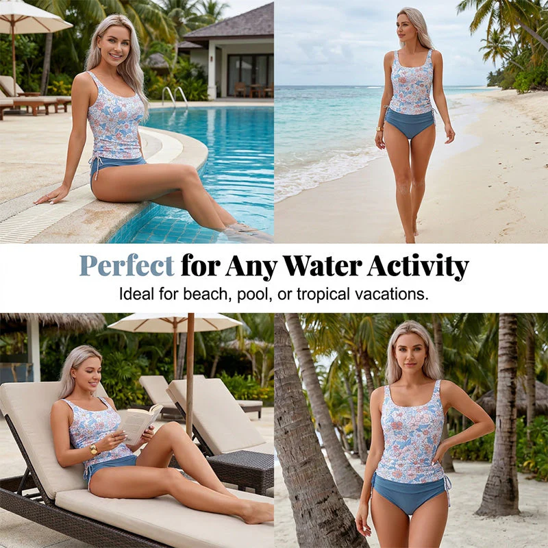 ๐๐ธ Women's High-Waist Floral Tankini Swimsuit โ Tummy Control, Modest Coverage, Adjustable Straps, Removable Pads. Perfect For Beach, Pool & Honeymoon! ๐๐โ๏ธ - Image 7