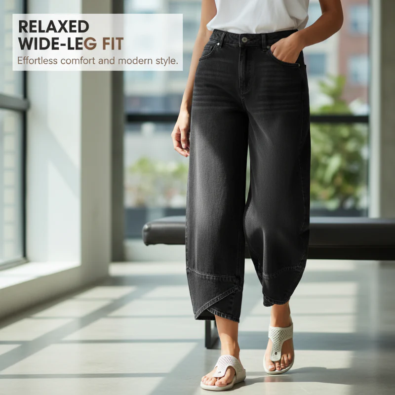 🔥Limited-time offer 50% off🎁Women's Casual Wide-Leg Cropped Jeans - Image 3