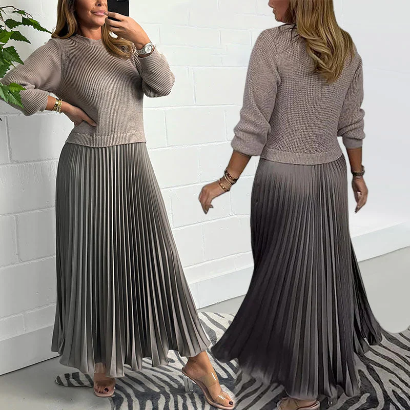 🔥Hot Sale 50% OFF!!⚡50K+ SOLD!❄️🔥Women's Solid Color Long Sleeve Jumper & Pleated Bottom Dress - Image 4