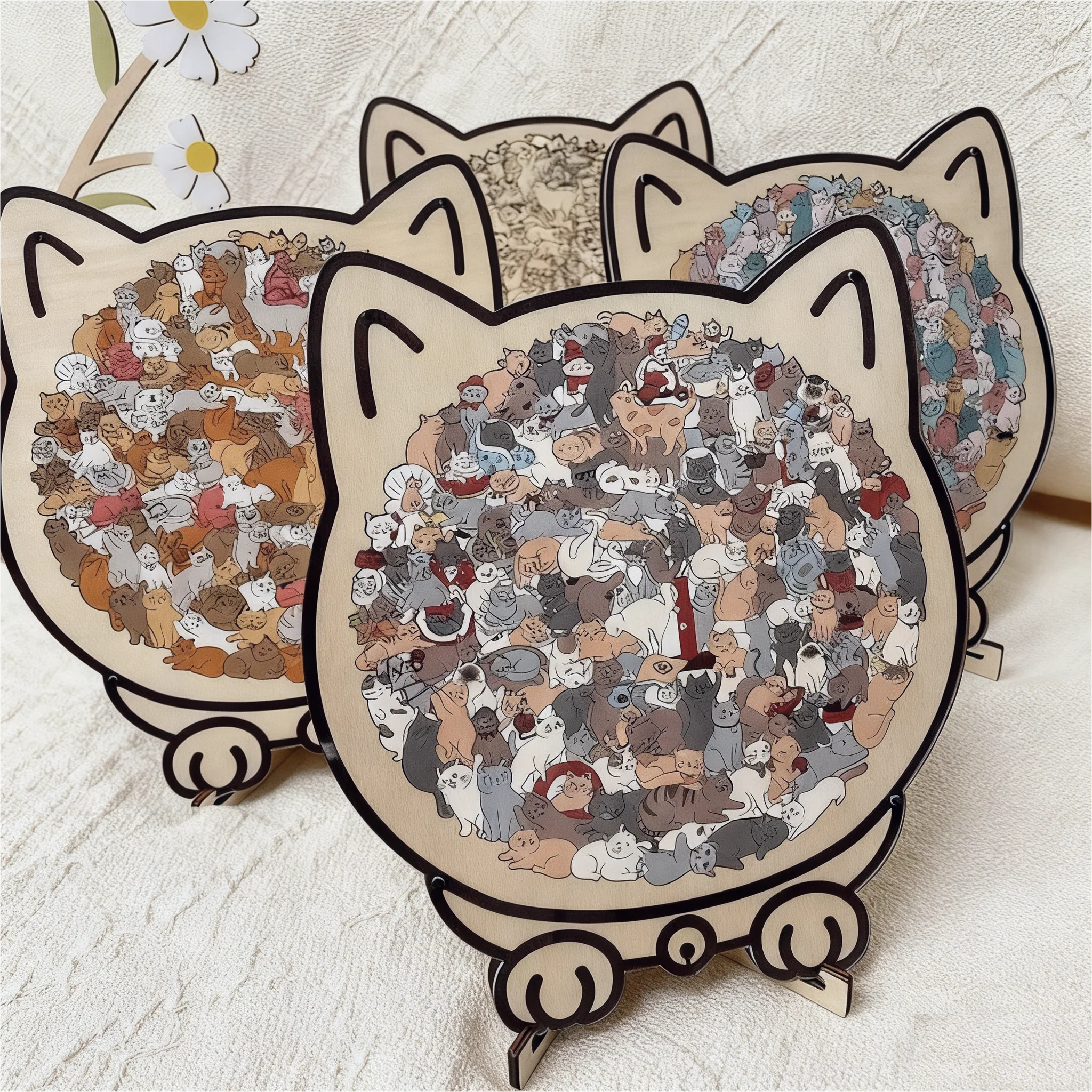 🎁Christmas Sale 49% OFF🎅135-Piece Morandi-Colored Cat Shaped Wooden Jigsaw Puzzle