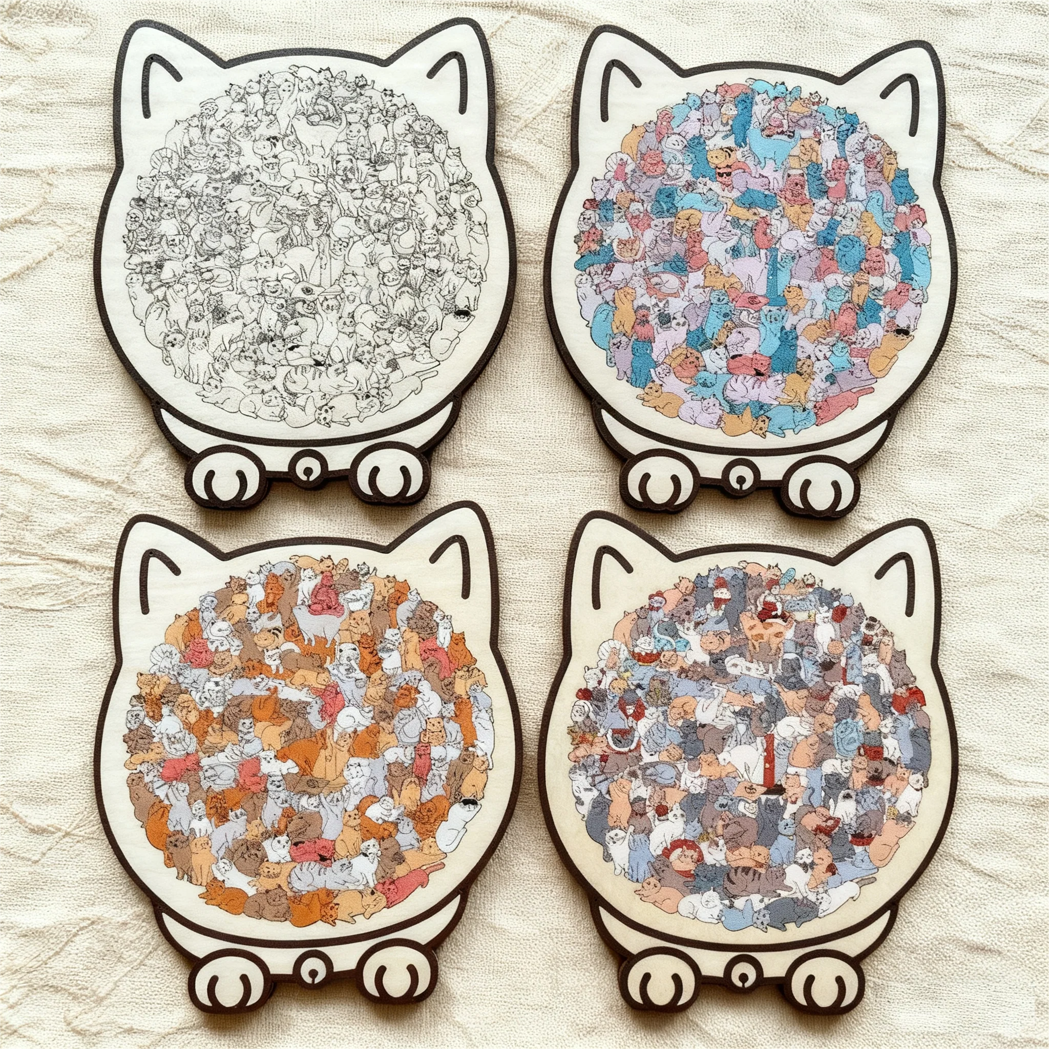 🎁Christmas Sale 49% OFF🎅135-Piece Morandi-Colored Cat Shaped Wooden Jigsaw Puzzle - Image 3