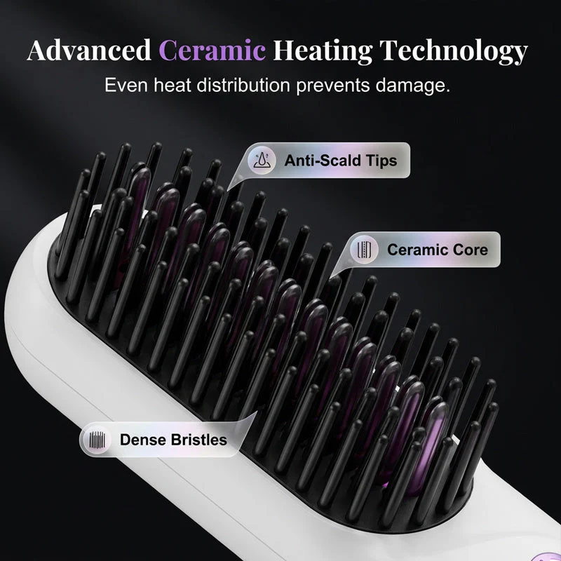 Multi-Function Cordless Ceramic Hair Straightener Brush - Image 5