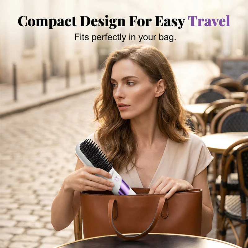 Multi-Function Cordless Ceramic Hair Straightener Brush - Image 6
